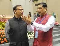 (left) Jayant Sinha, Minister of State for Finance with Chief Economic Adviser Arvind Subramanian during the Delhi Economics Conclave 2015, in New Delhi on 6th November 2015. (Photo: Tribhuvan Tiwari/Outlook). (left) Jayant Sinha, Minister of State for Finance with Chief Economic Adviser Arvind Subramanian during the Delhi Economics Conclave 2015, in New Delhi on 6th November 2015. (Photo: Tribhuvan Tiwari/Outlook).